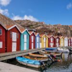 fisherman's hut, hut, house, woodhouse, nature, sweden house, boats, water, sea, lake, rock, stony, scandinavia